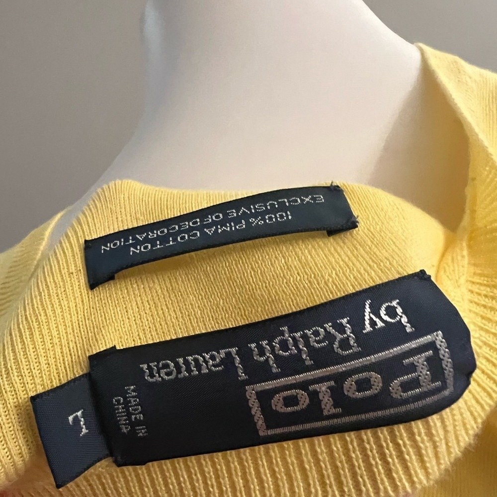 Polo by Ralph Lauren yellow vneck 100% Pima cotton sweater vest - Picture 3 of 4
